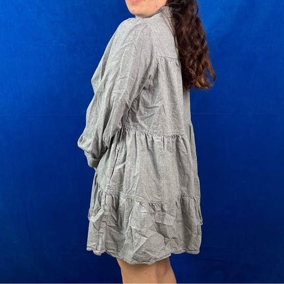 ZARA Gray Button-Up Tiered Dress - Picture 4 of 7